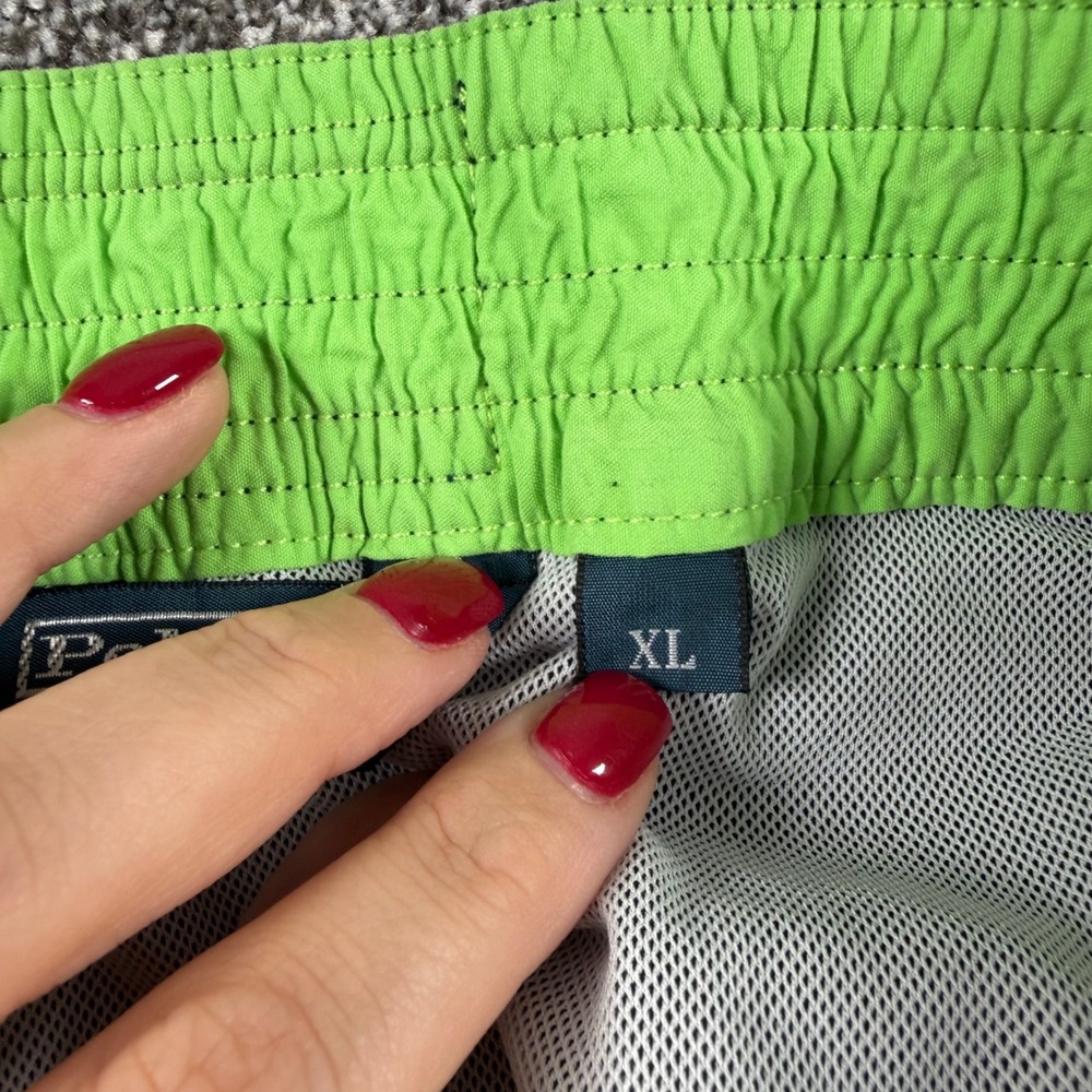 Polo Ralph Lauren Swim Trunks Men's XL Navy Blue Big Pony Lime Green 3 Logo - Picture 5 of 6